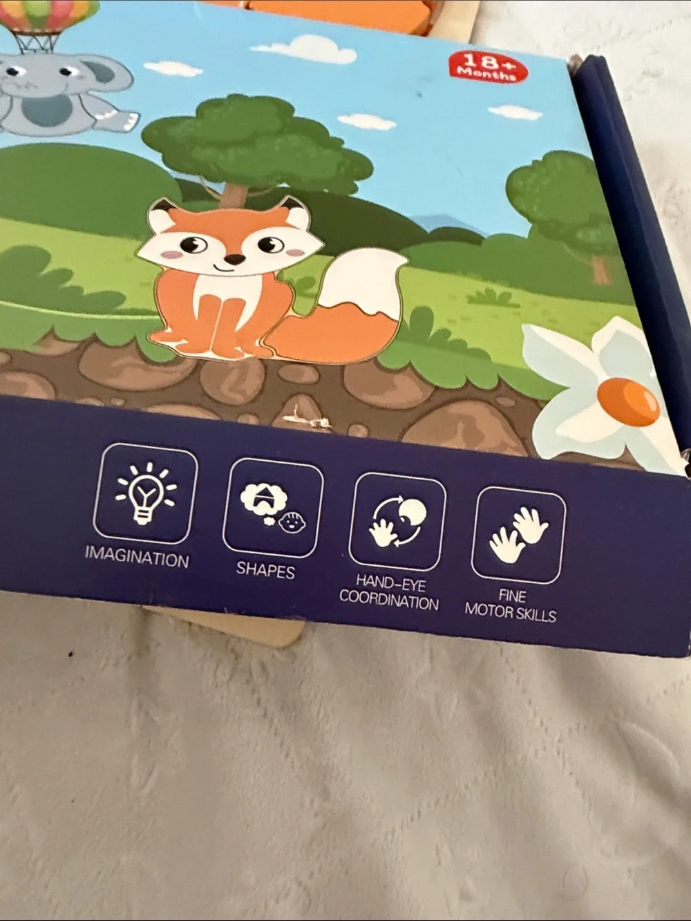 Chunky Animal Puzzles for Kids - Orange Fox, Lion, Gray Elephant & Brown Bear